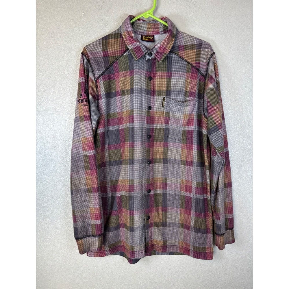 Dakine Mens Plaid Button Down Shirt Medium Powder Week Jackson Hole 2014 Flannel